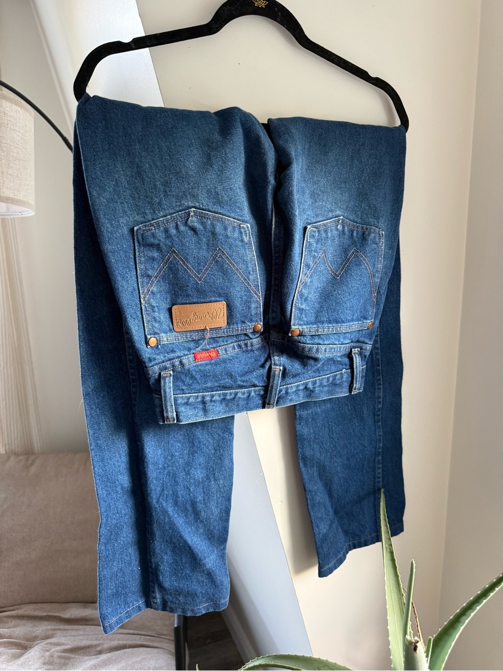 Wrangler Dark Blue Denim Jeans with Signature Back Pockets